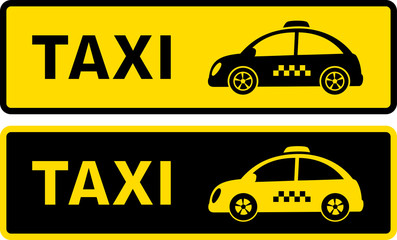 black and yellow retro taxi sign