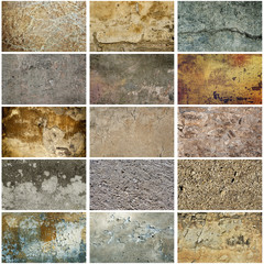 Collection of many images with vintage grunge texture of old weathered dirty wall