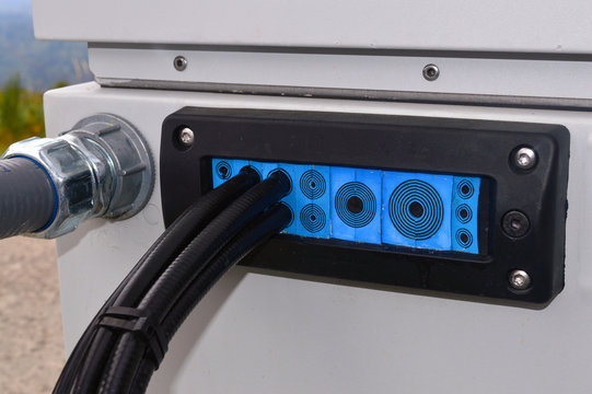 Cable Junction With Blue Panel