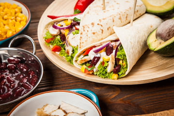 Tortilla with a mix of ingredients
