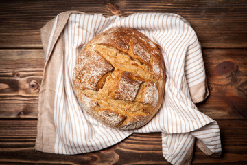Bread assortment on wooden surface