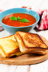 Tomato soup and basil