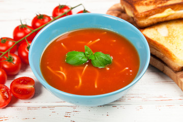 Tomato soup and basil