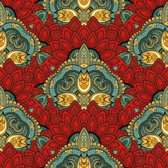 Vector Seamless Colored Ornate Pattern