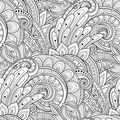 Vector Seamless Monochrome Floral Pattern