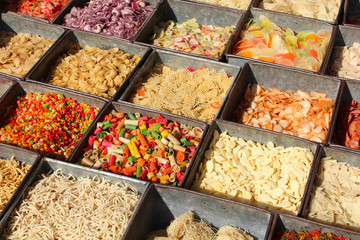 Pâtes alimentaires sur un marché indien