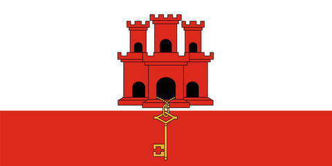 Standard Proportions for Gibraltar Official Flag - obrazy, fototapety, plakaty