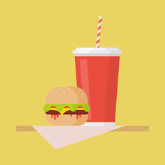 Hamburger and soda vector illustation