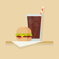 Hamburger and drink vector illustration