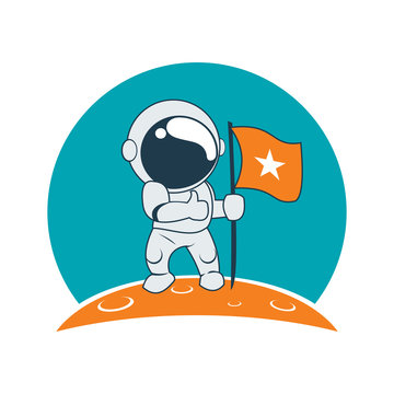 Little Astronaut Success on Moon Mission Cartoon