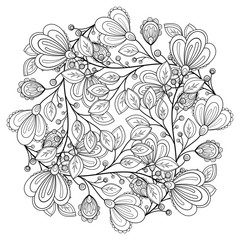 Vector Monochrome Floral Background