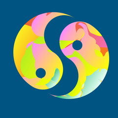 Yin Yang symbol made of colourful paint splashes. Abstract vecto