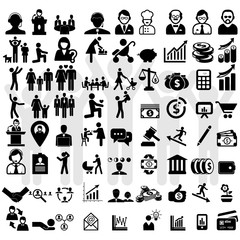 Набор бизнес иконок и фигурок людей.