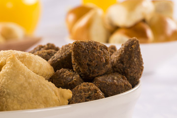 Mixed brazilian snack on the table.