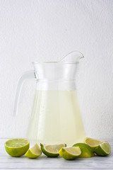 Lime juice on white wood
