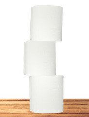 rolls of toilet paper isolated on white