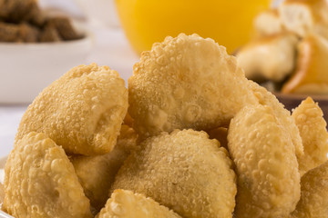 Brazilian snack. Palmetto pastry. Pastel de palmito.