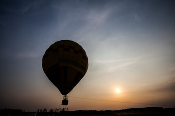 balloon silhouette with sunset
