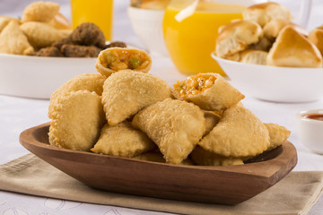 Brazilian snack. Palmetto pastry. Pastel de palmito.