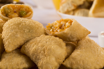 Brazilian snack. Palmetto pastry. Pastel de palmito.