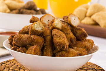 Brazilian snack. Chicken skewer