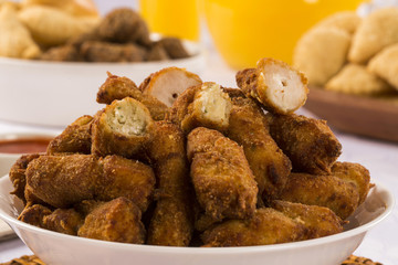Brazilian snack. Chicken skewer