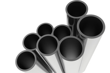 Steel Pipes on a white background. 