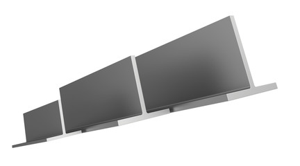 stainless steel profiles on a white background.