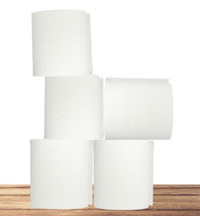 rolls of toilet paper isolated on white