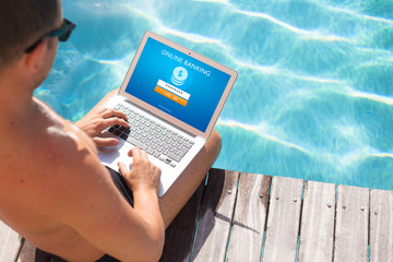 Man using online banking