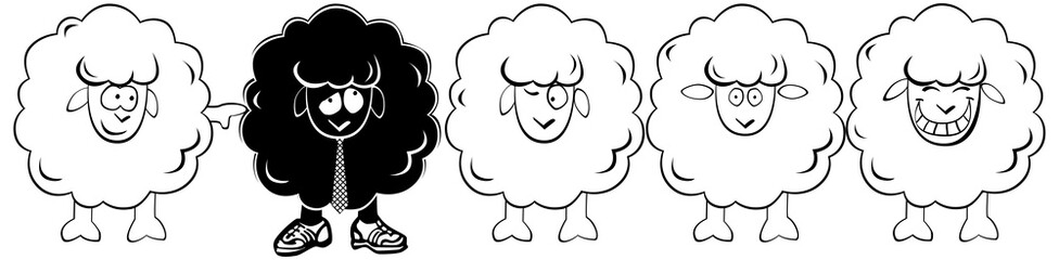 Funny vector white lamb and a black lamb. © moonraiter