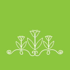 Decoration of tulips on a green background. Minimalism. Icon, Logo.