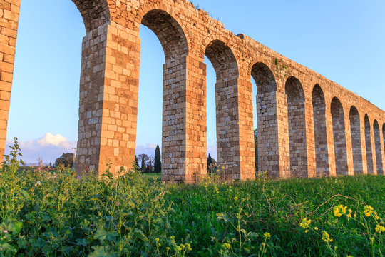Remains of an ancient Roman aqueduct between Acre and Nahariya