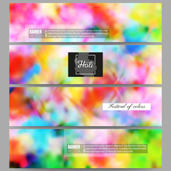 Set of modern banners. Colorful background, Holi celebration, vector illustration