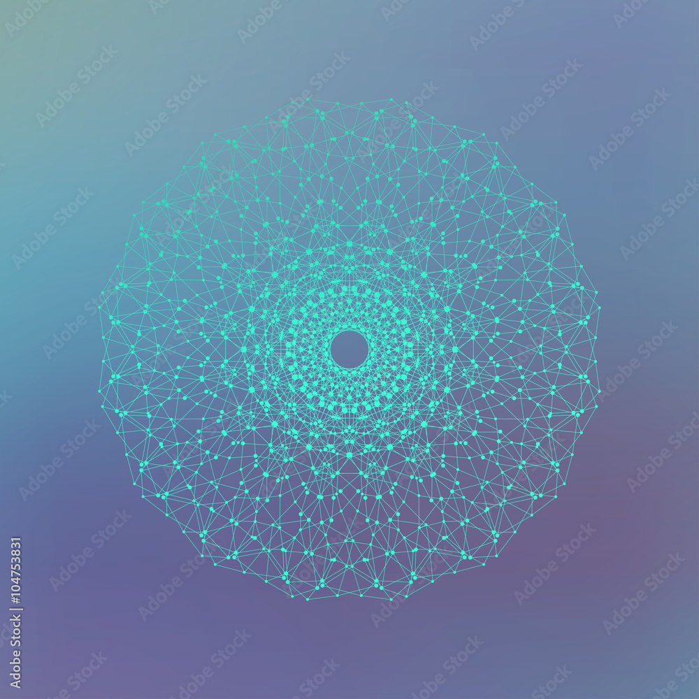 Poster Futuristic technology object for your design. Connected lines with dots. Vector illustration
