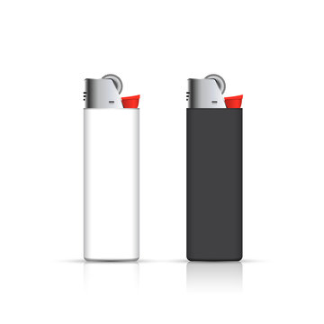 Black and white lighters  isolated on white. Vector for corporate identity. Advertising template