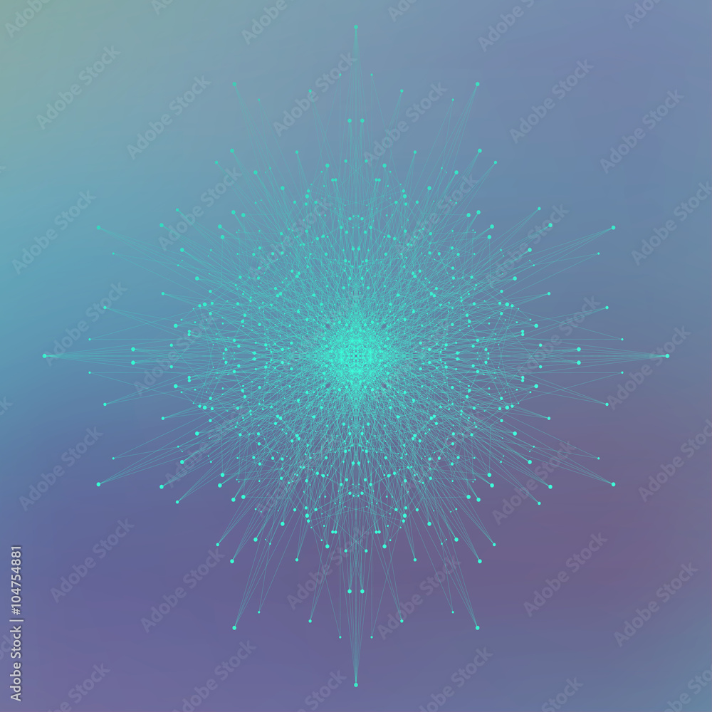Poster futuristic technology object for your design. connected lines with dots. vector illustration