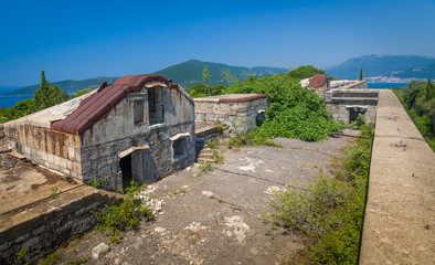 Fototapeta na wymiar Old fort on the entrance to Kotor Bay
