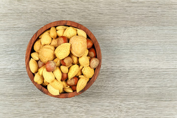 Assorted mixed nuts on white background