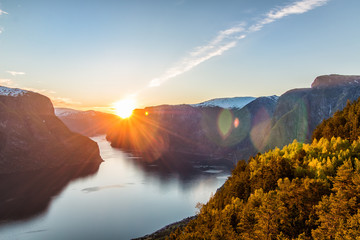 Fototapeta premium Stegastein Aurland Fjord Norway