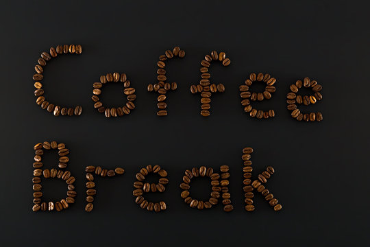 Coffee break words consist  of coffee beans