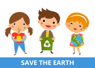 Boy and girl recycling