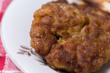 Close macro view of beef meatballs