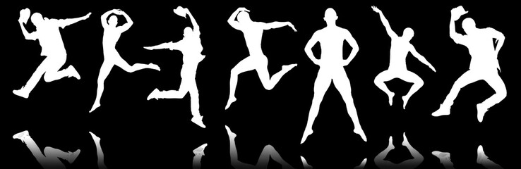 Silhouettes of dancers in dancing concept