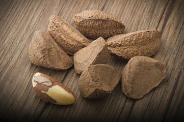 Brazil walnut close up on the wood table