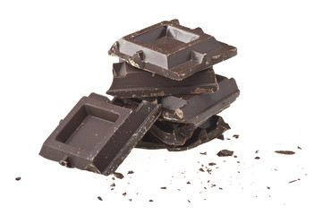 Chocolate bars stack isolated on white background