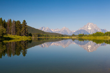 View of the Grand Teton Mountains from Oxbow Bend on the Snake R