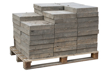concrete paving blocks  are accurately put on wooden  pallet