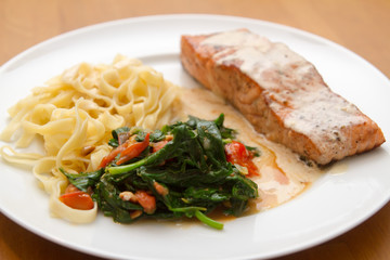 Lachsfilet mit Blattspinat