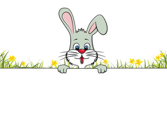 Osterhase hinter Banner
